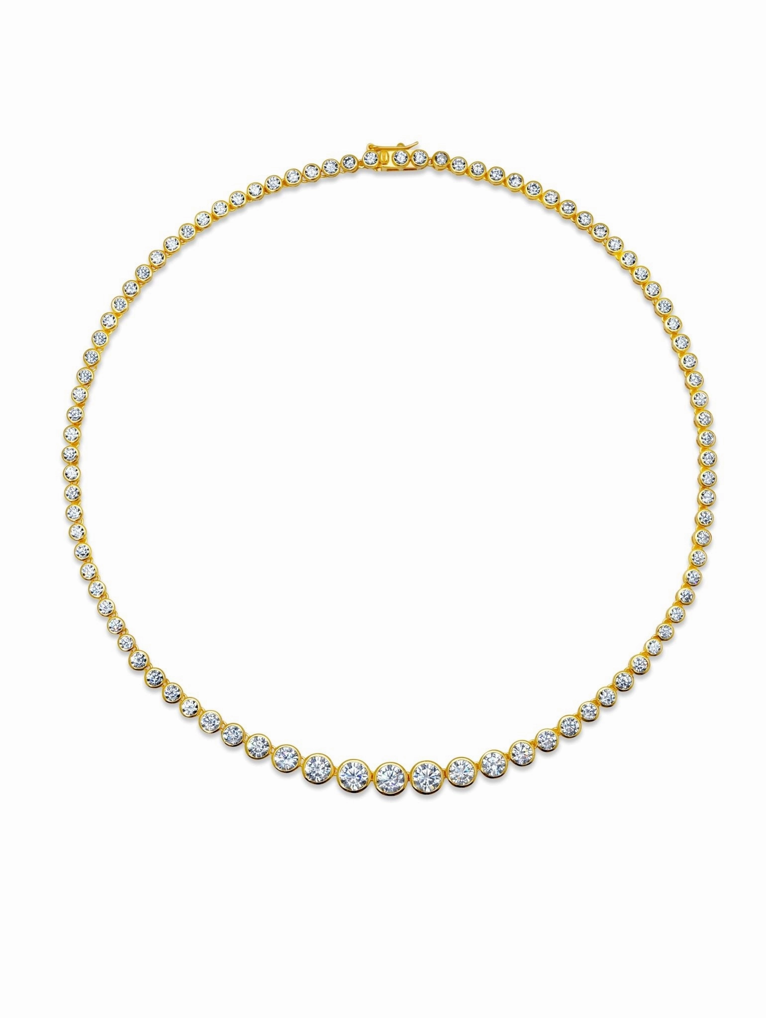 Graduated Bezel Set 16'' Tennis Necklace