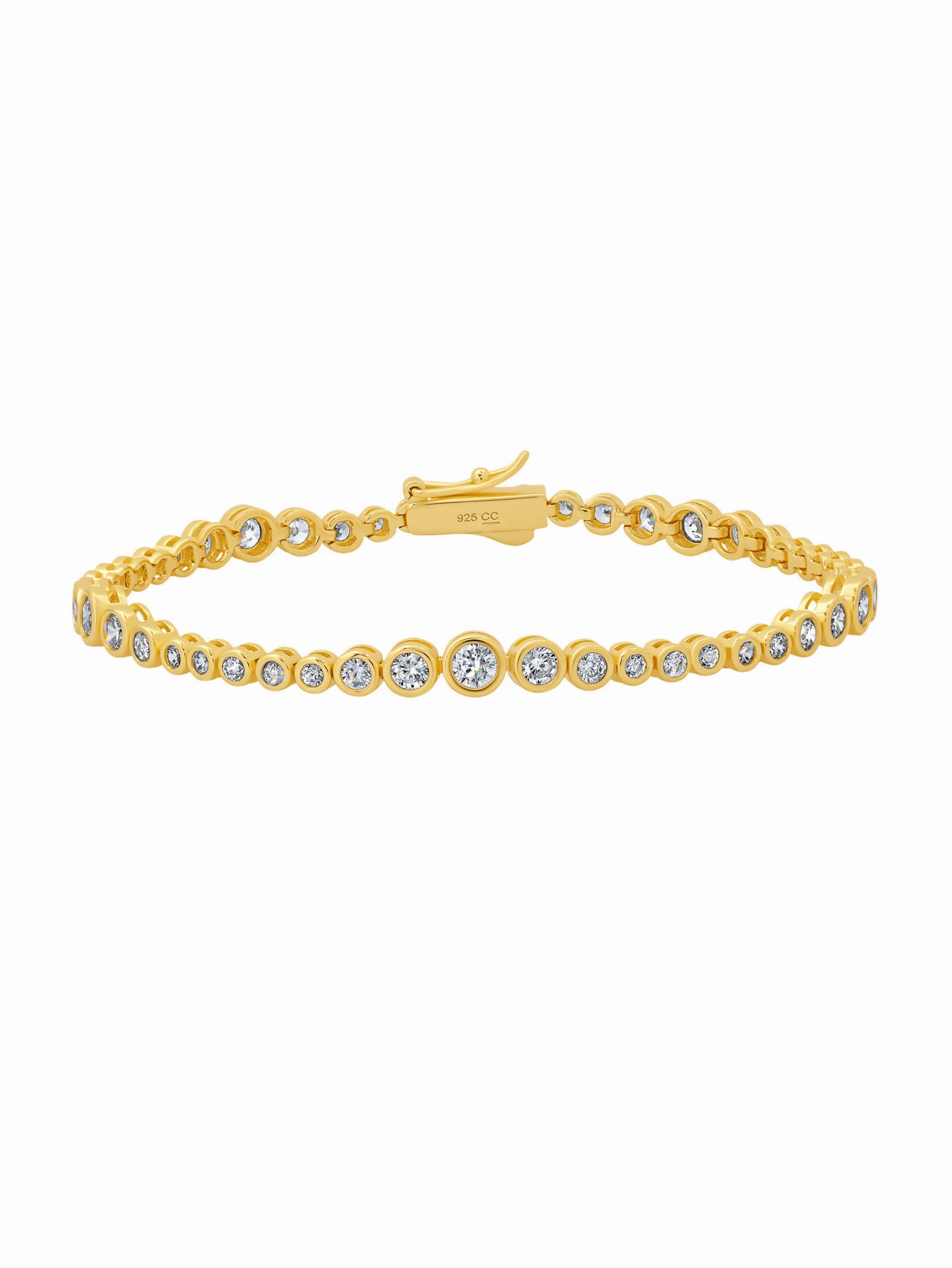 Graduated Bezel Tennis Bracelet in Gold