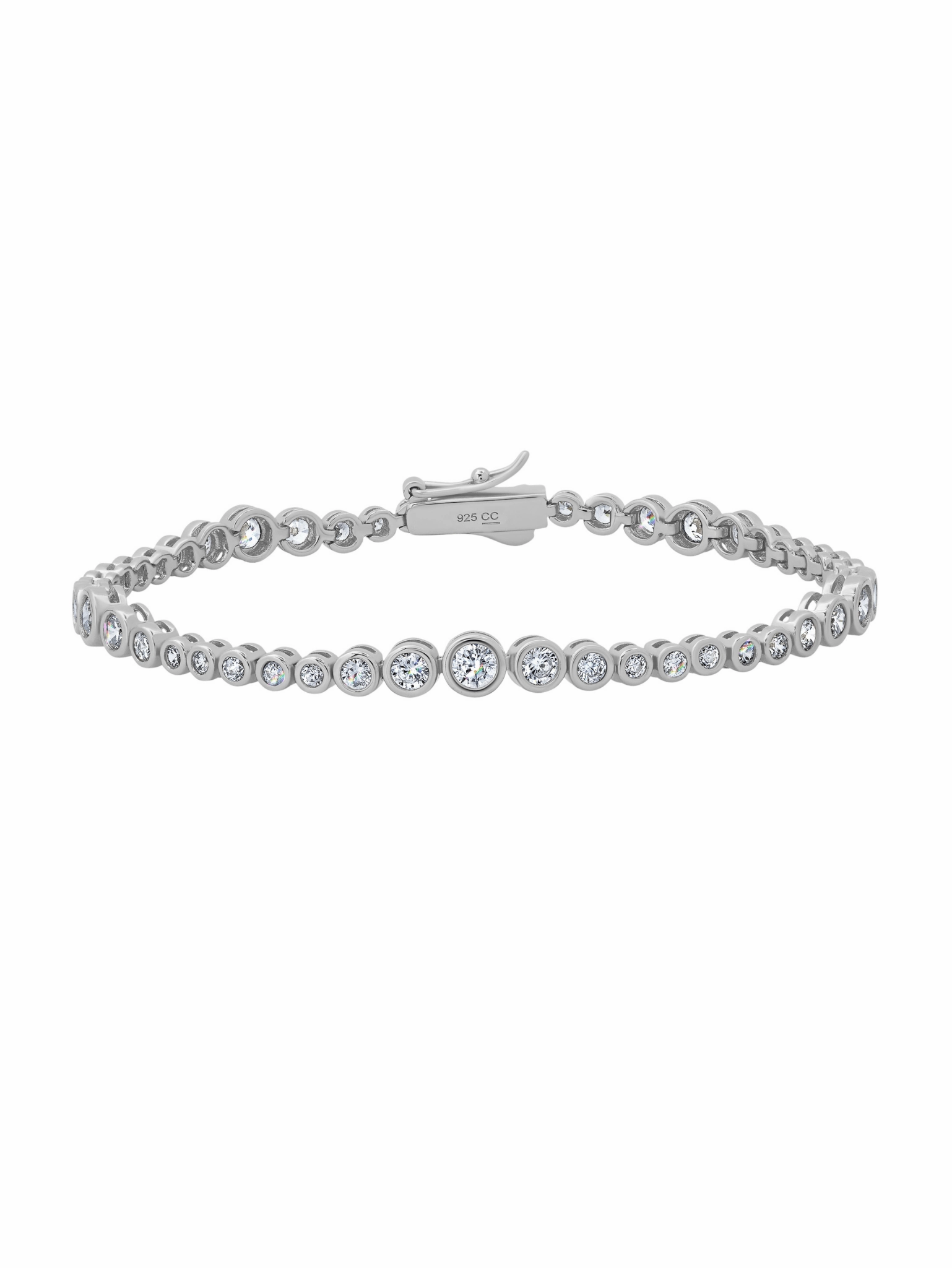 Graduated Bezel Tennis Bracelet in Platinum