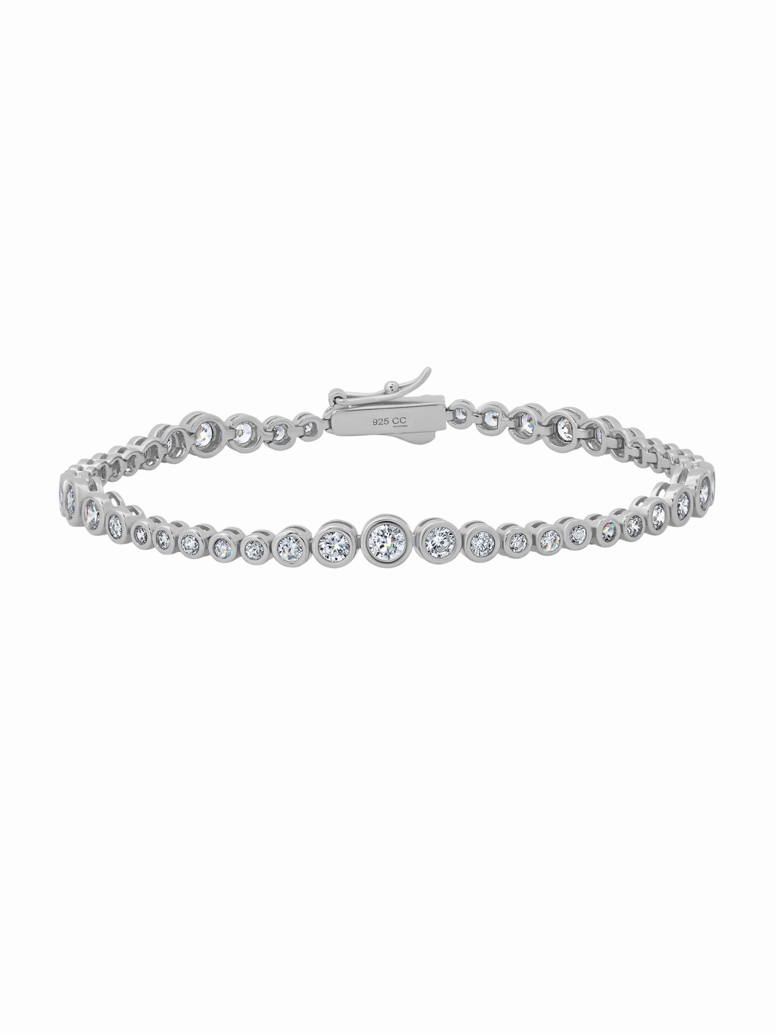 Graduated Bezel Tennis Bracelet in Platinum
