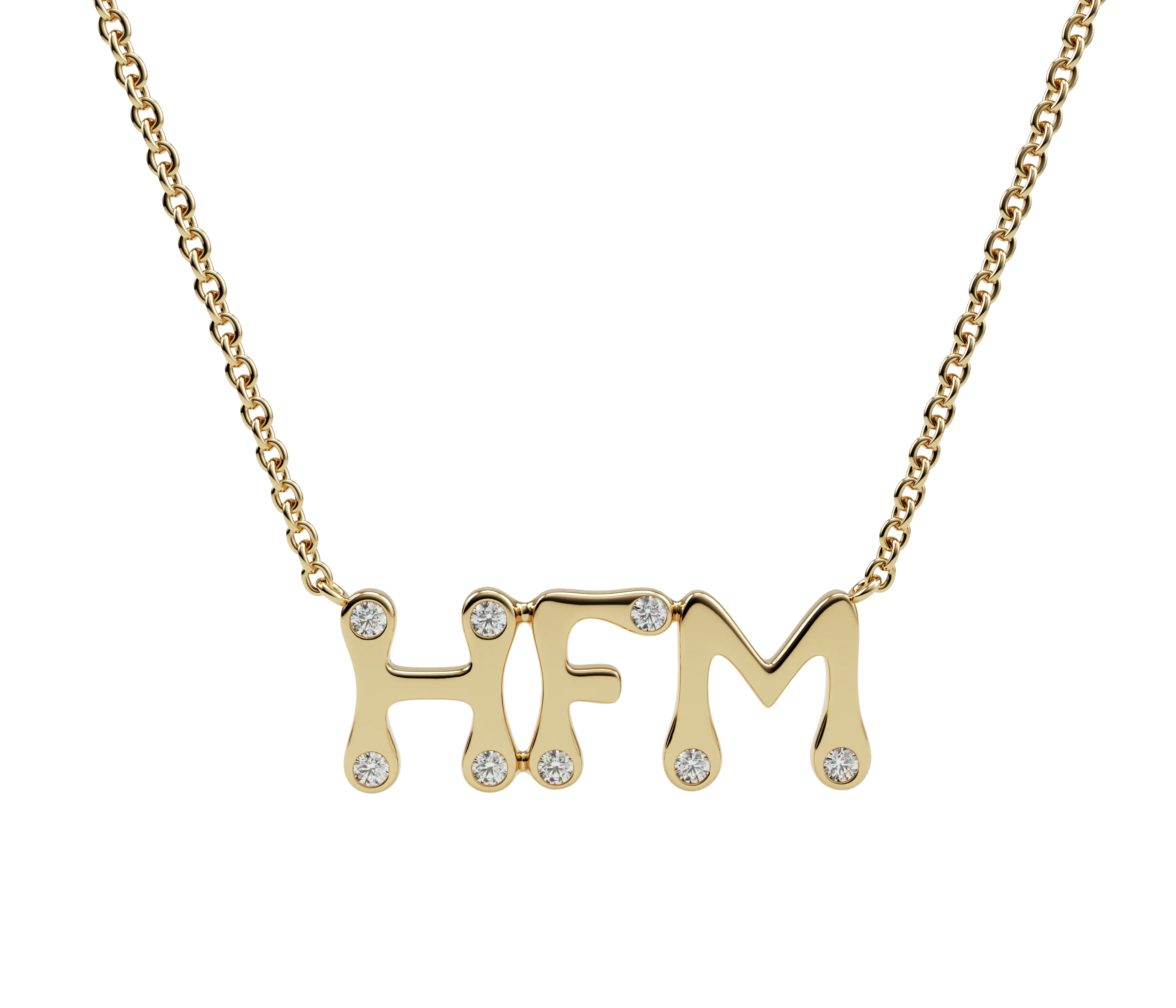 Groovy Bubble With Stone Detail Initial Necklace