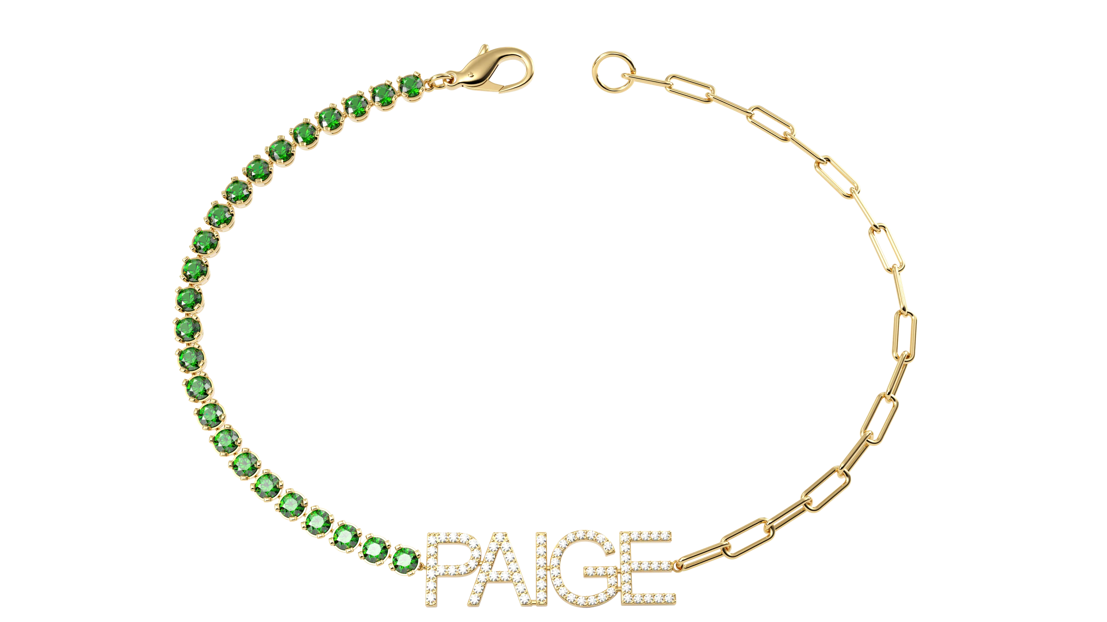 Half Link Chain Half Tennis Bracelet Name Bracelet