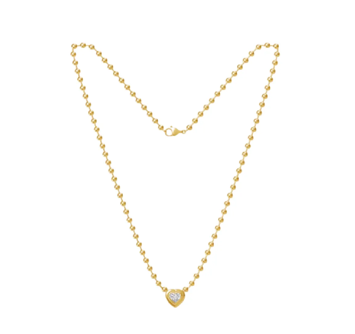 Heart Bezel  Ball Chain Necklace