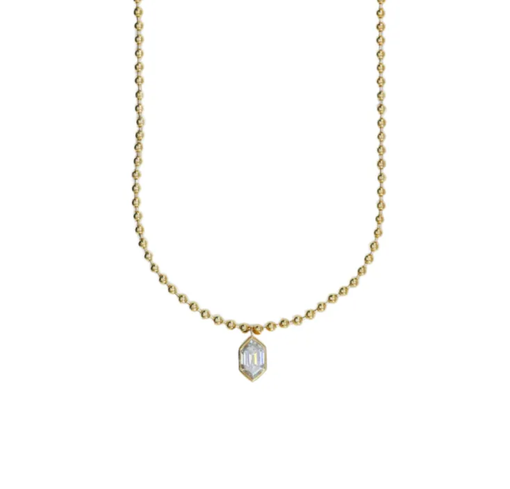 Hexagon Bezel Ball Chain Necklace