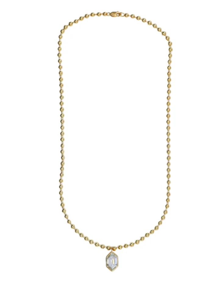 Hexagon Bezel Ball Chain Necklace