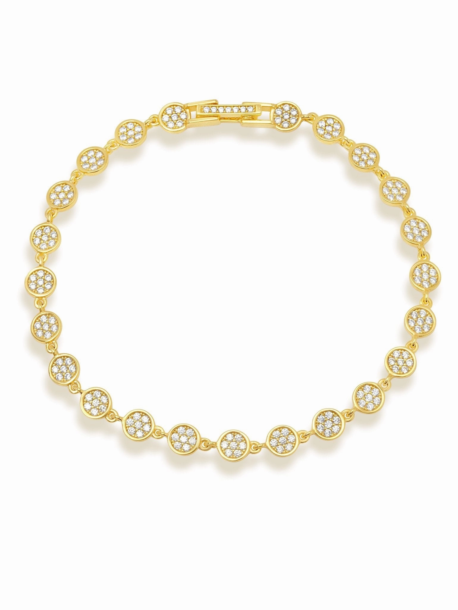 Infinity Disc Tennis Bracelet Finished in Gold