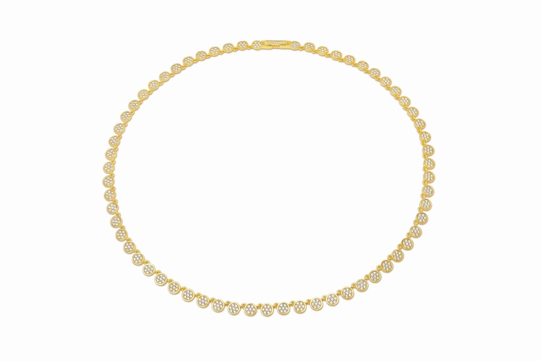 Infinity Disc Tennis Necklace Finished in Gold