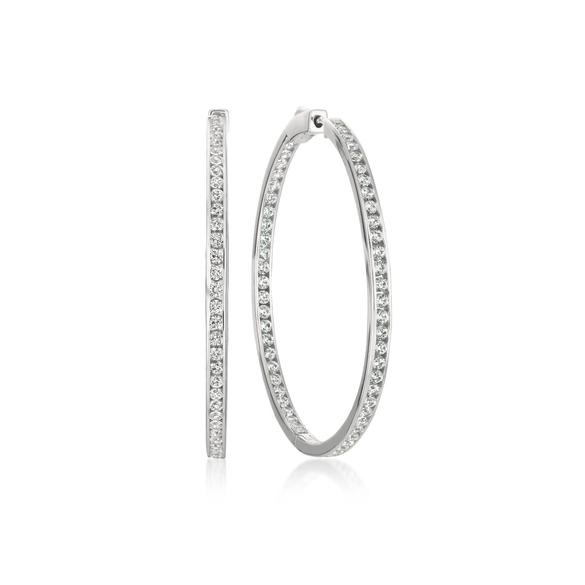Inside Out 1.3" Hoop Earrings Finished in Platinum