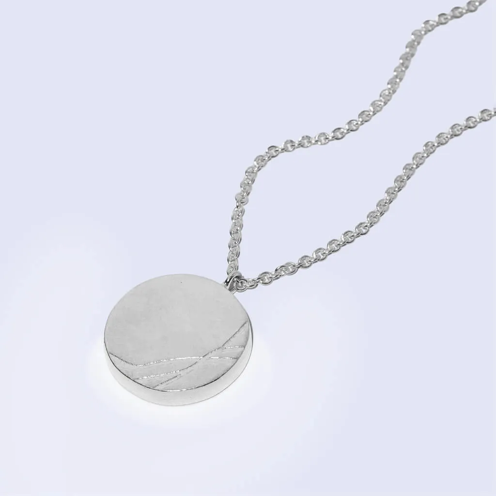 Kintsugi Round Charm Necklace - Sterling Silver