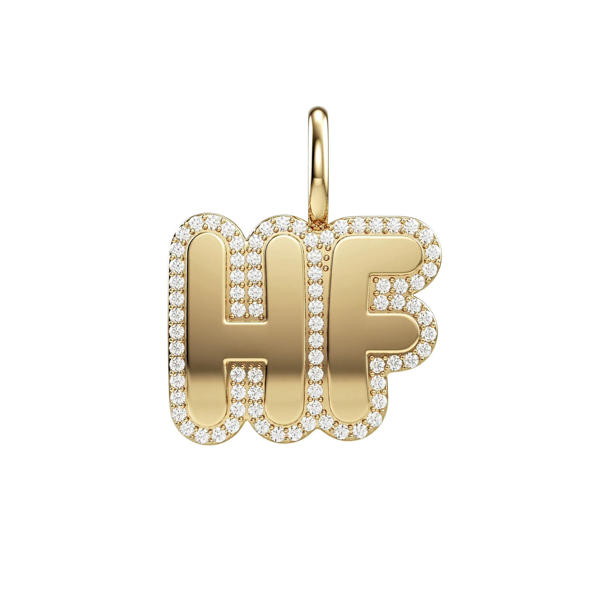 Large Bubble Pave Outline Charm