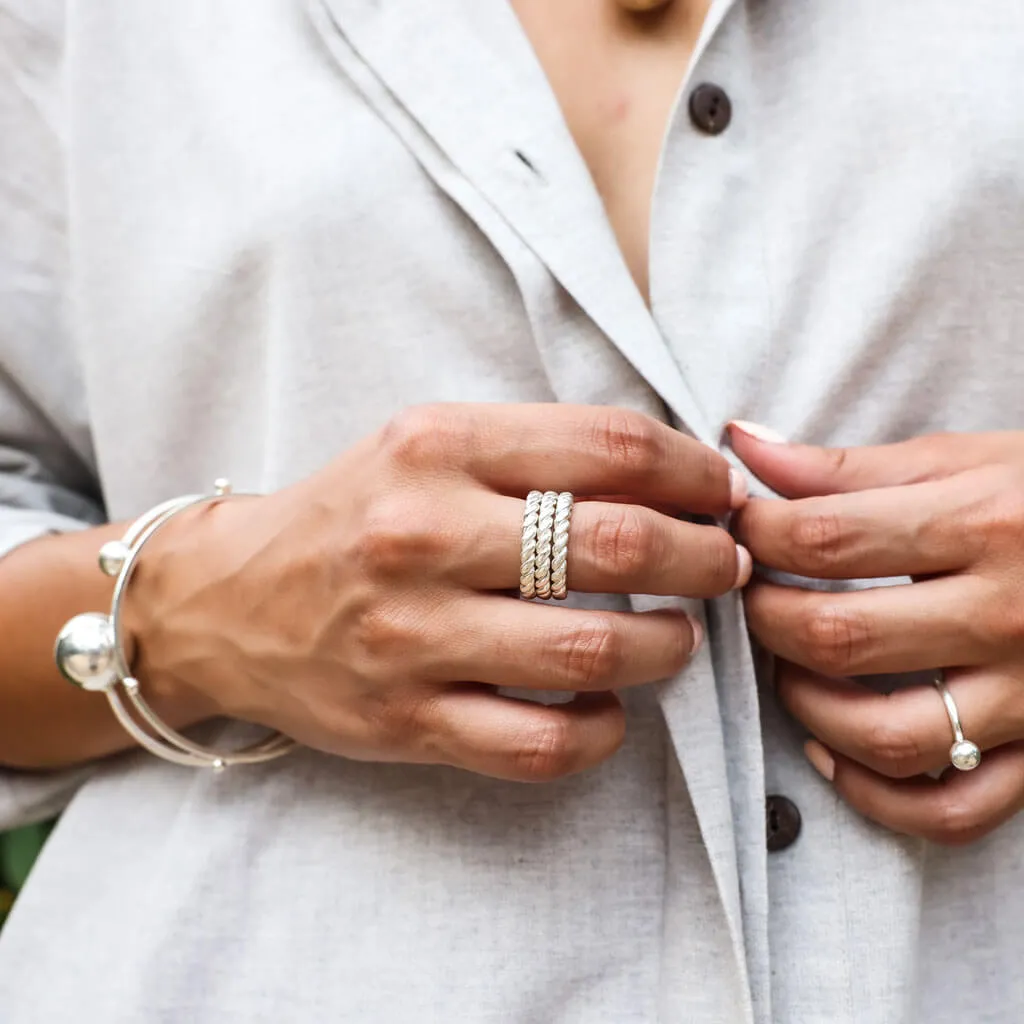 Large Rope Ring - Sterling Silver