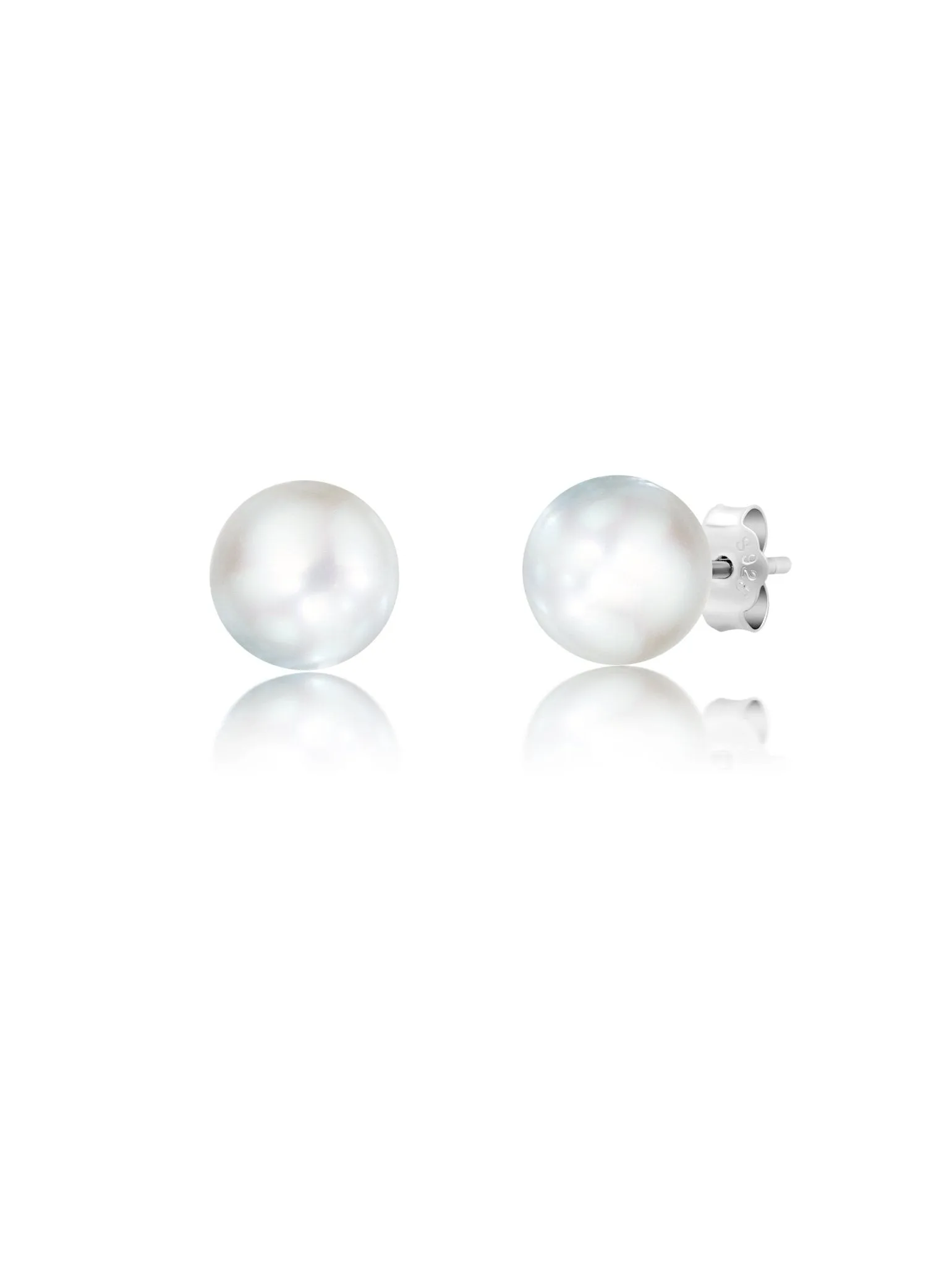 Large White Pearl Earrings Finished in Platinum