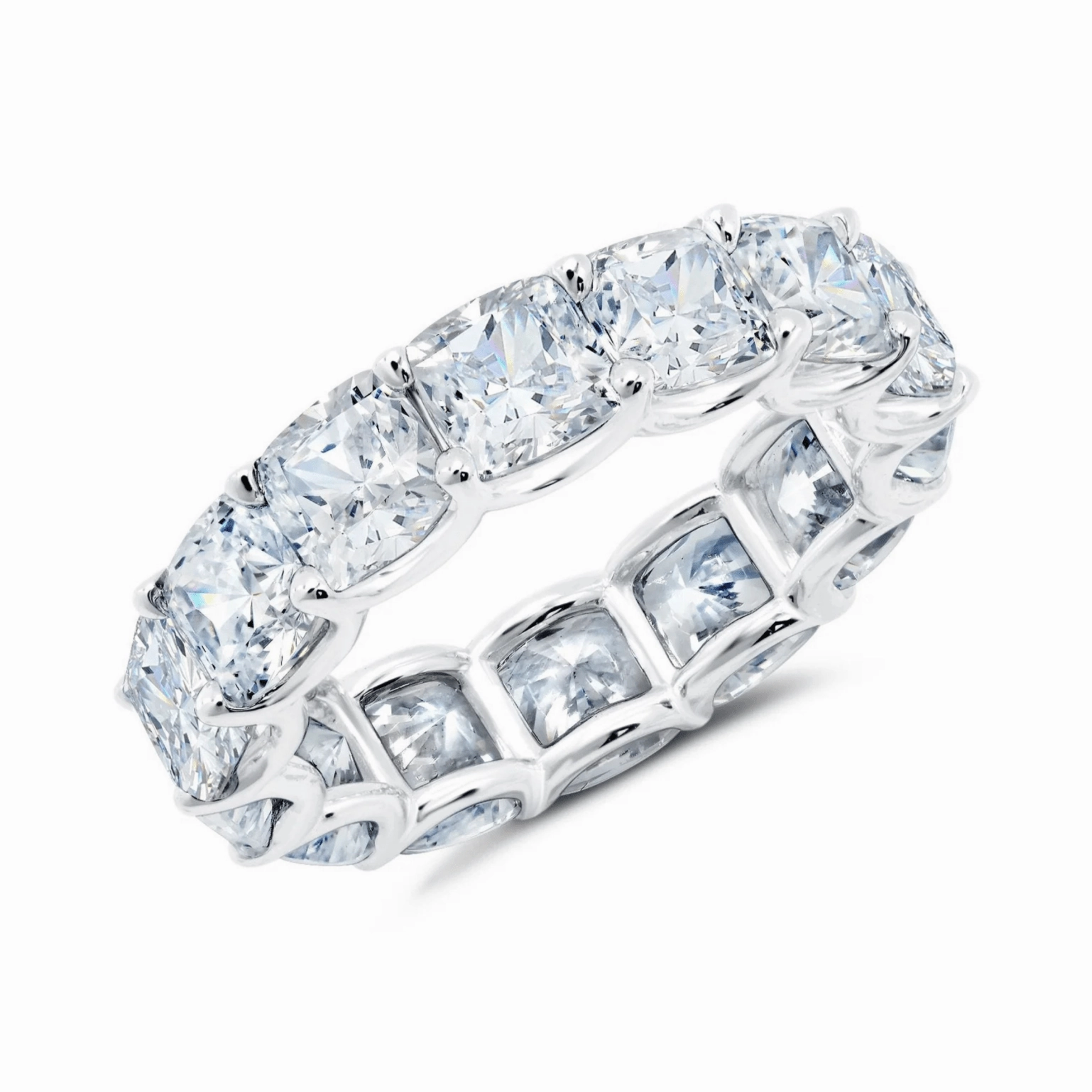 Large Cushion Cut Eternity Band in Platinum