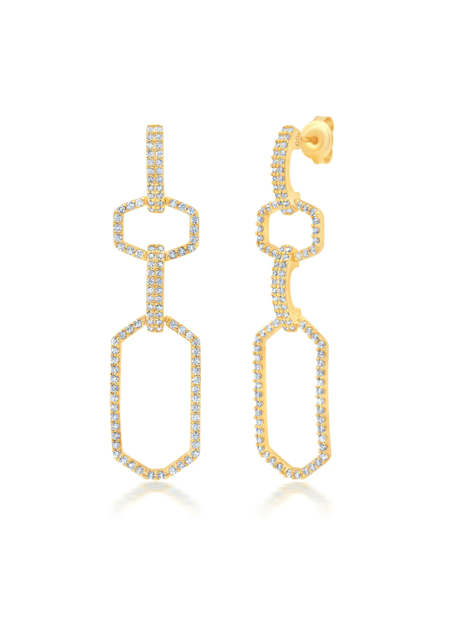 Linear Link Earrings in Gold