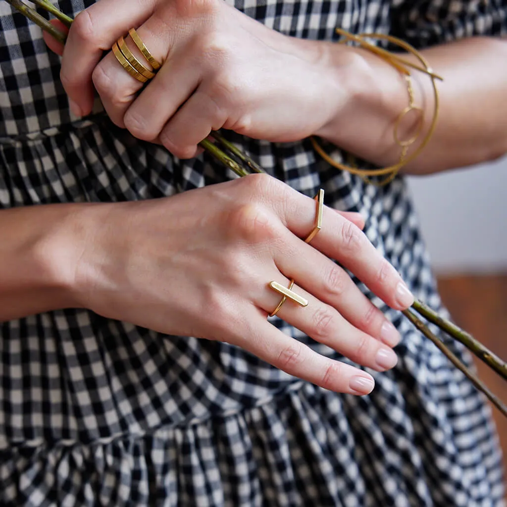 Long Oval Stick Ring - Brass