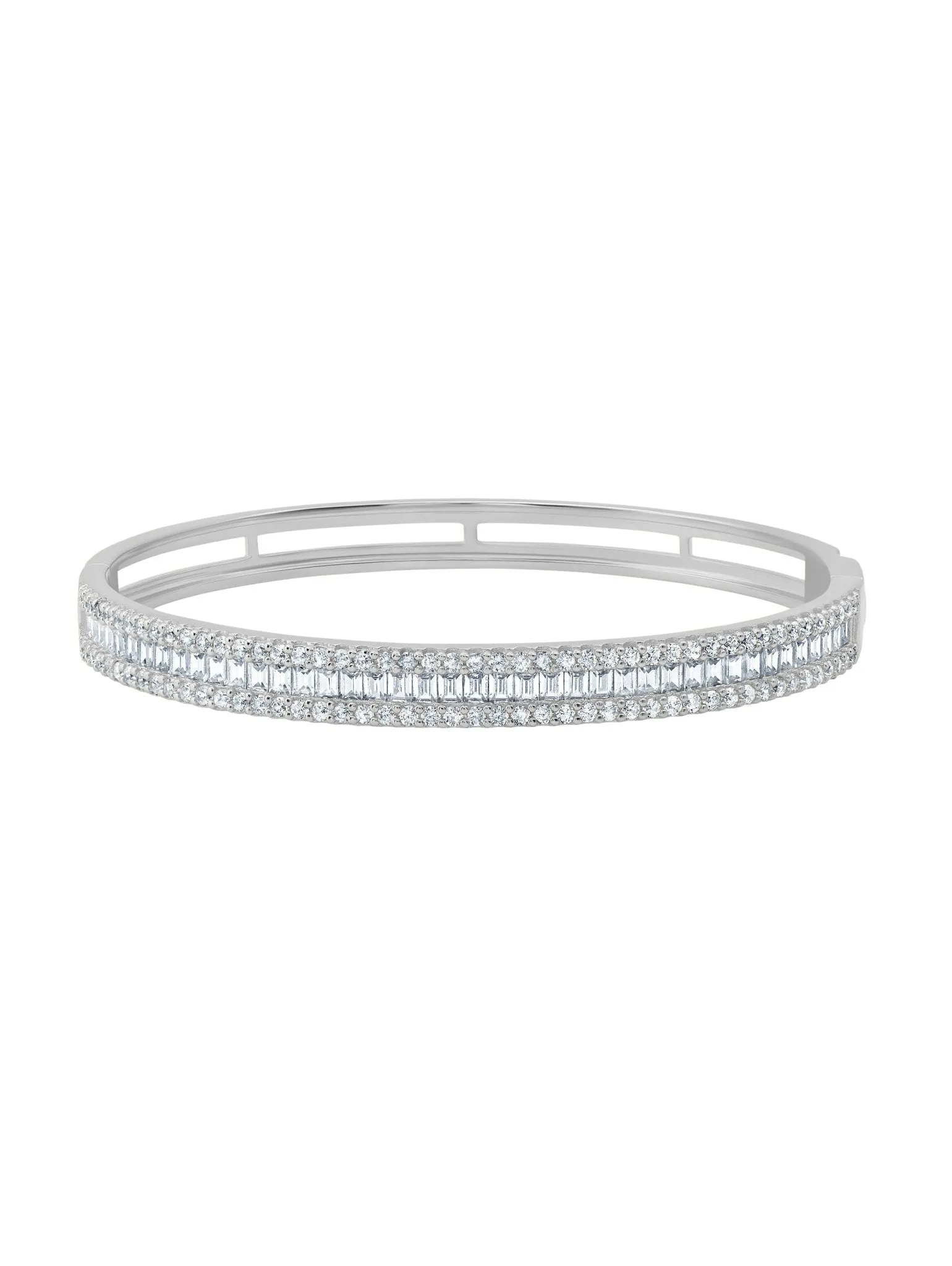 Luminous Baguette Bangle Finished in Platinum
