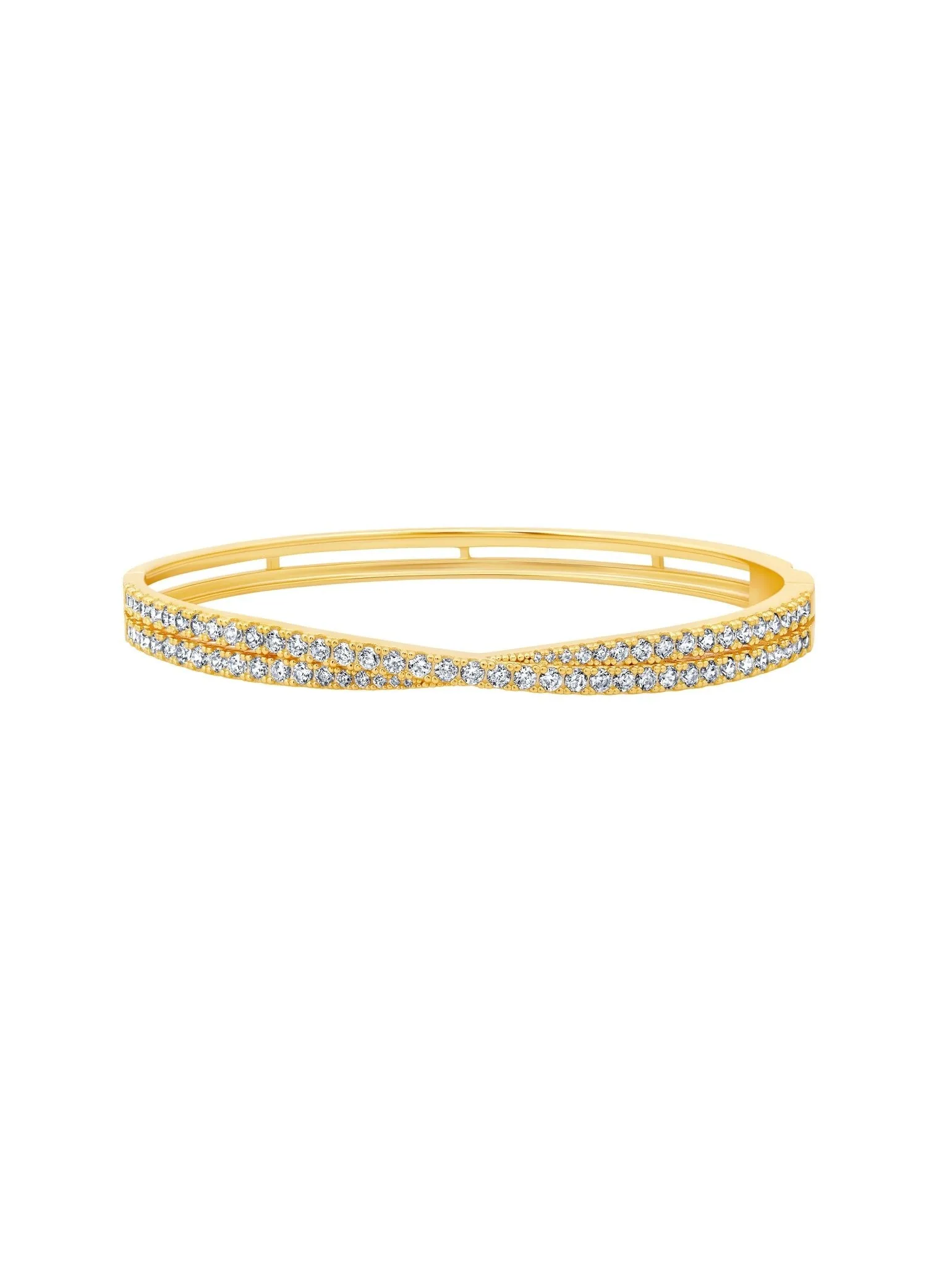Luminous Crossed Bangle Finished in Gold