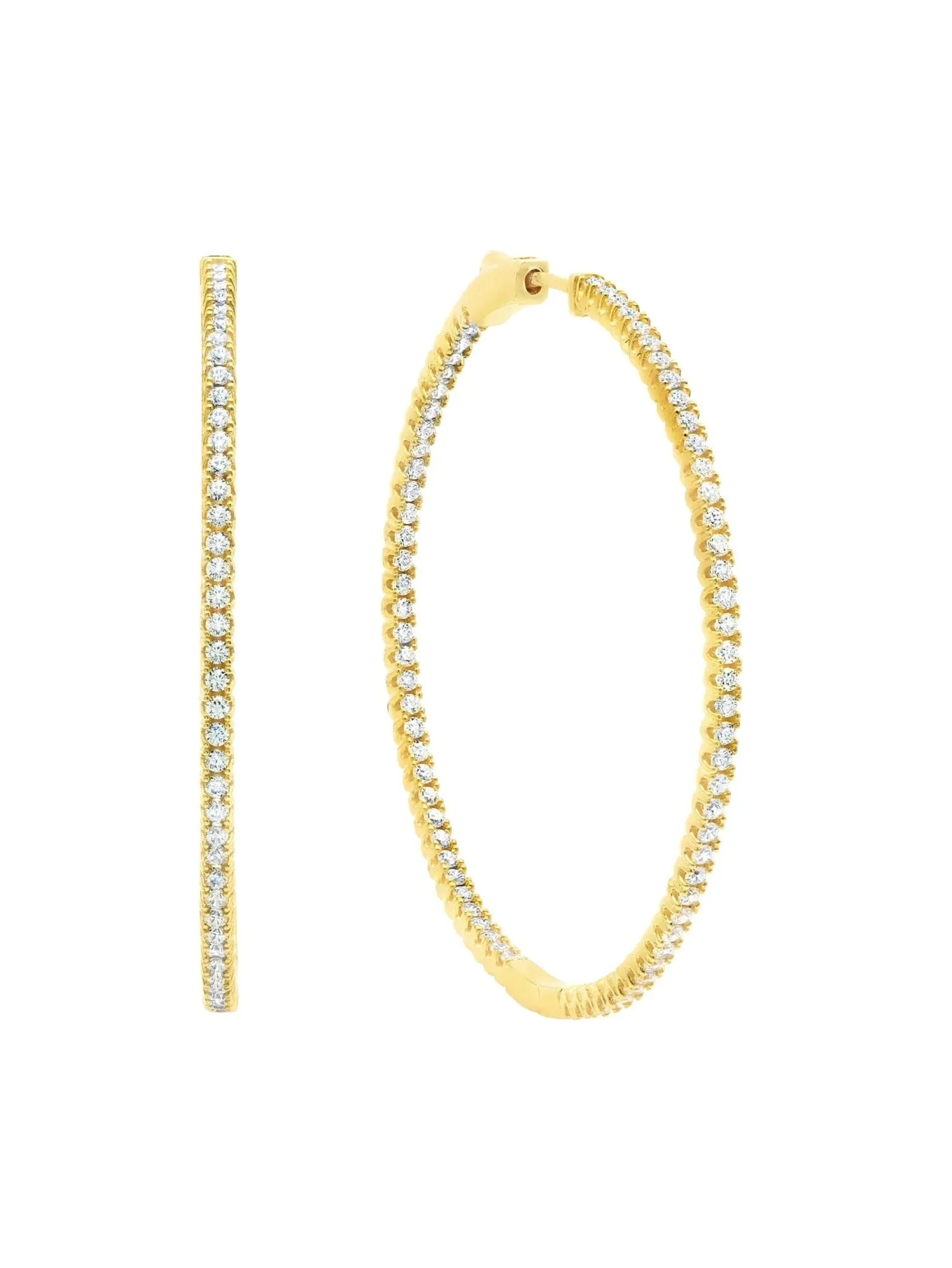 Medium Pave Hoop Earrings Finished in 18kt Yellow Gold