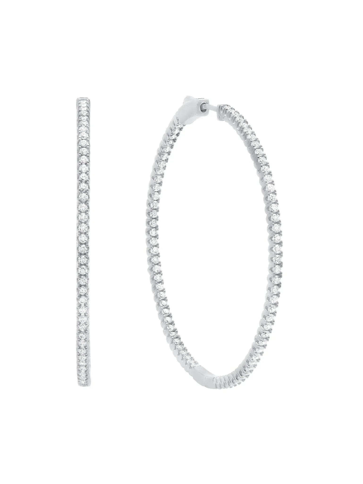 Medium Pave Hoop Earrings in Platinum