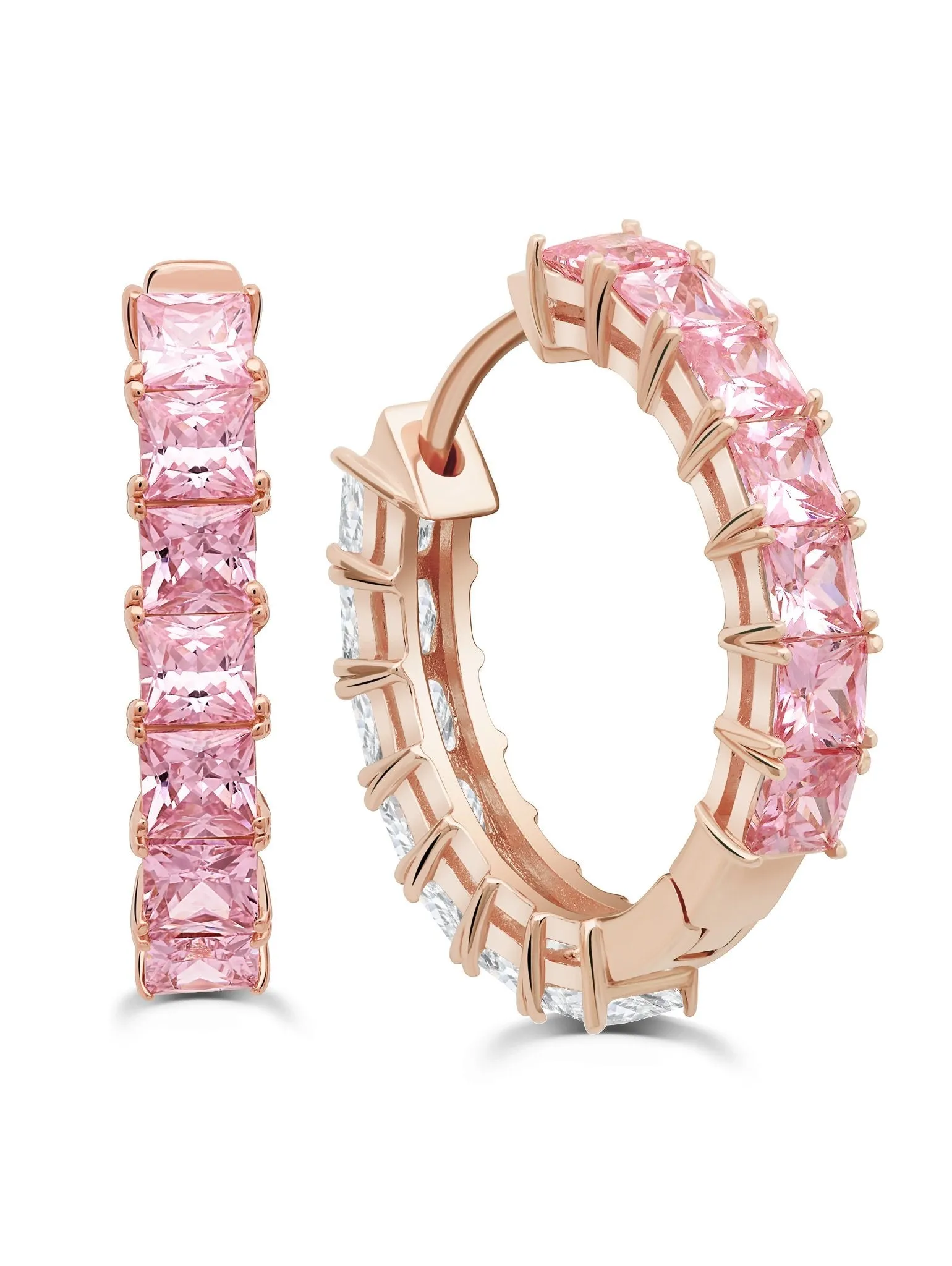 Medium Pink and Clear Huggies in Rose