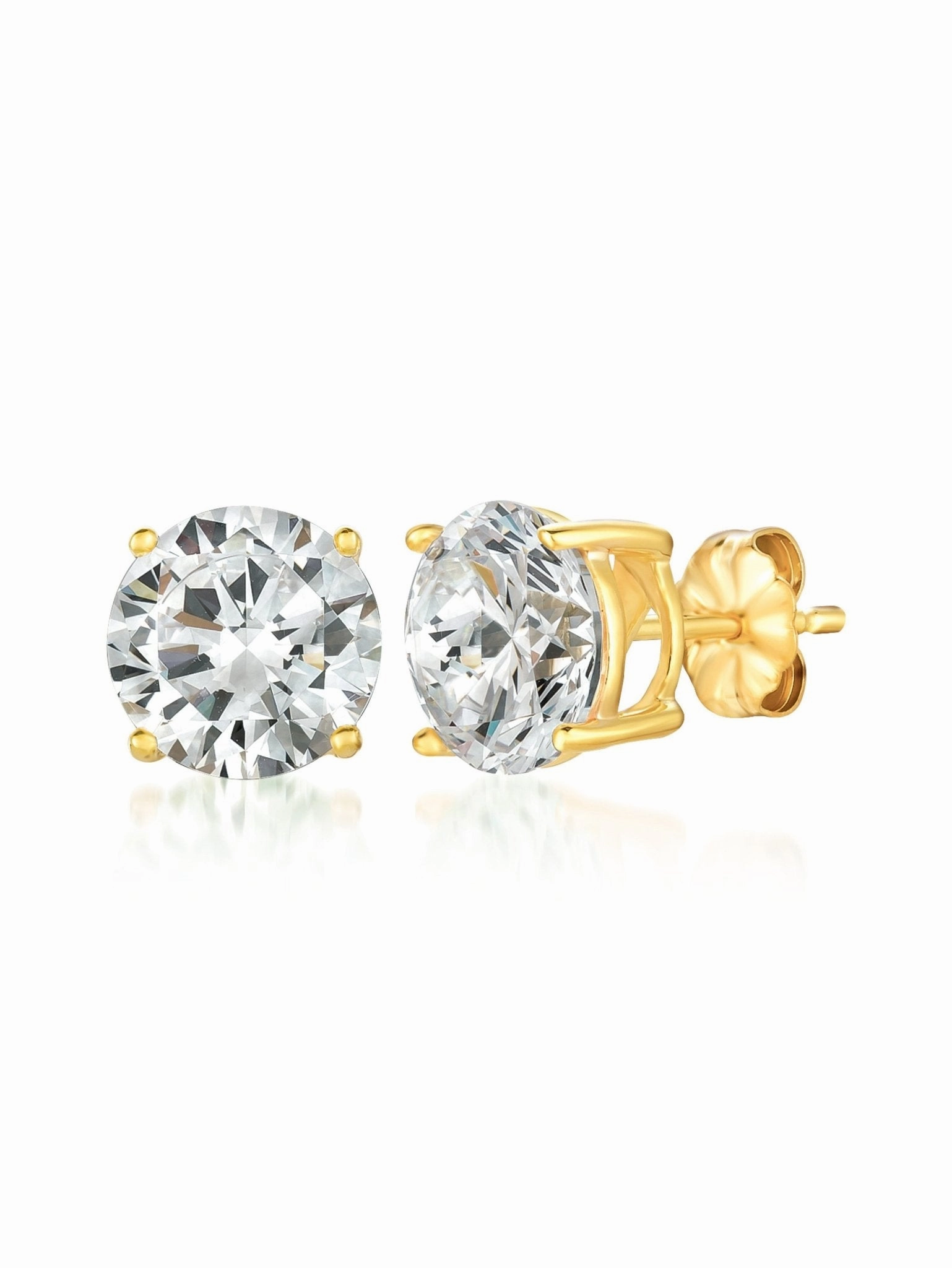 Mens Brilliant Cut Stud Earrings in Gold