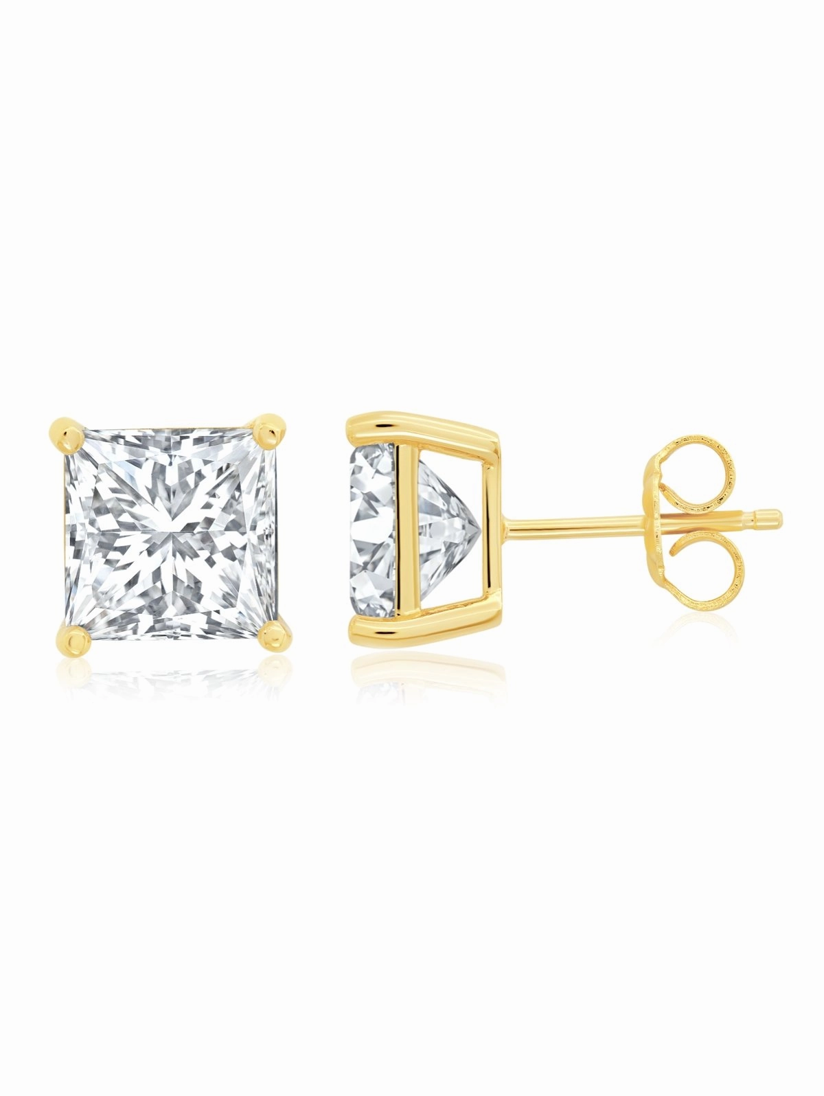 Mens Square Cut Studs Finished in 18kt Yellow Gold