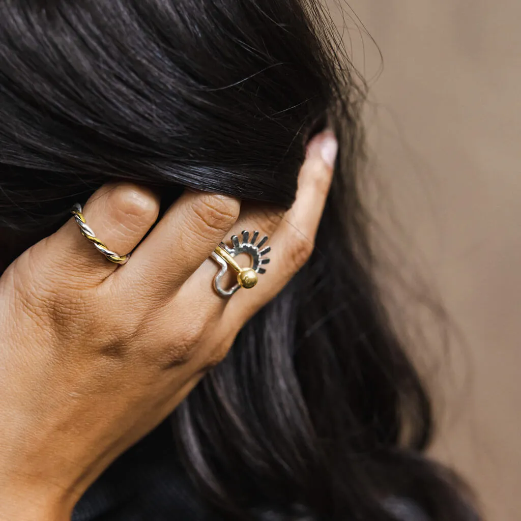 Mini Rope Ring - Brass   Sterling