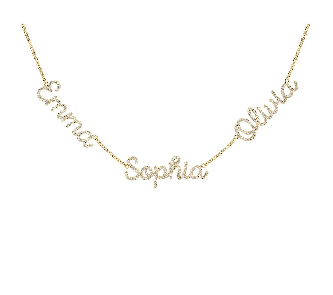 Multi Pave Name Necklace