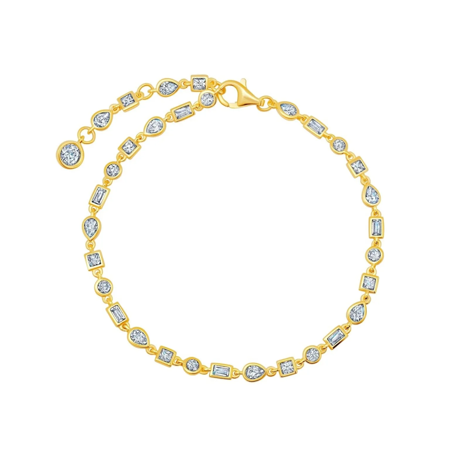 Multi Shaped Bezel Bracelet Finished in Gold