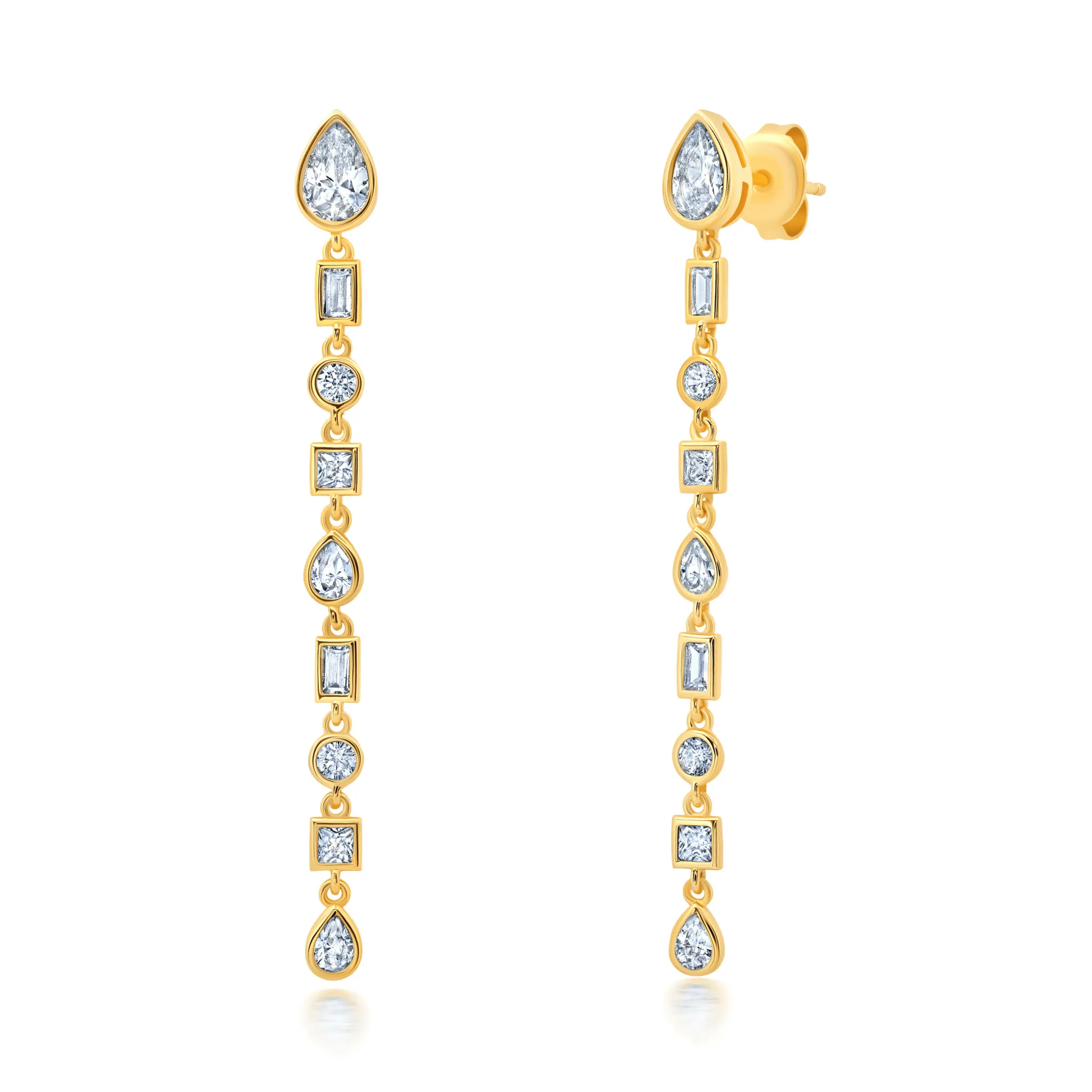 Multi Shaped Bezel Earrings Finished in Gold