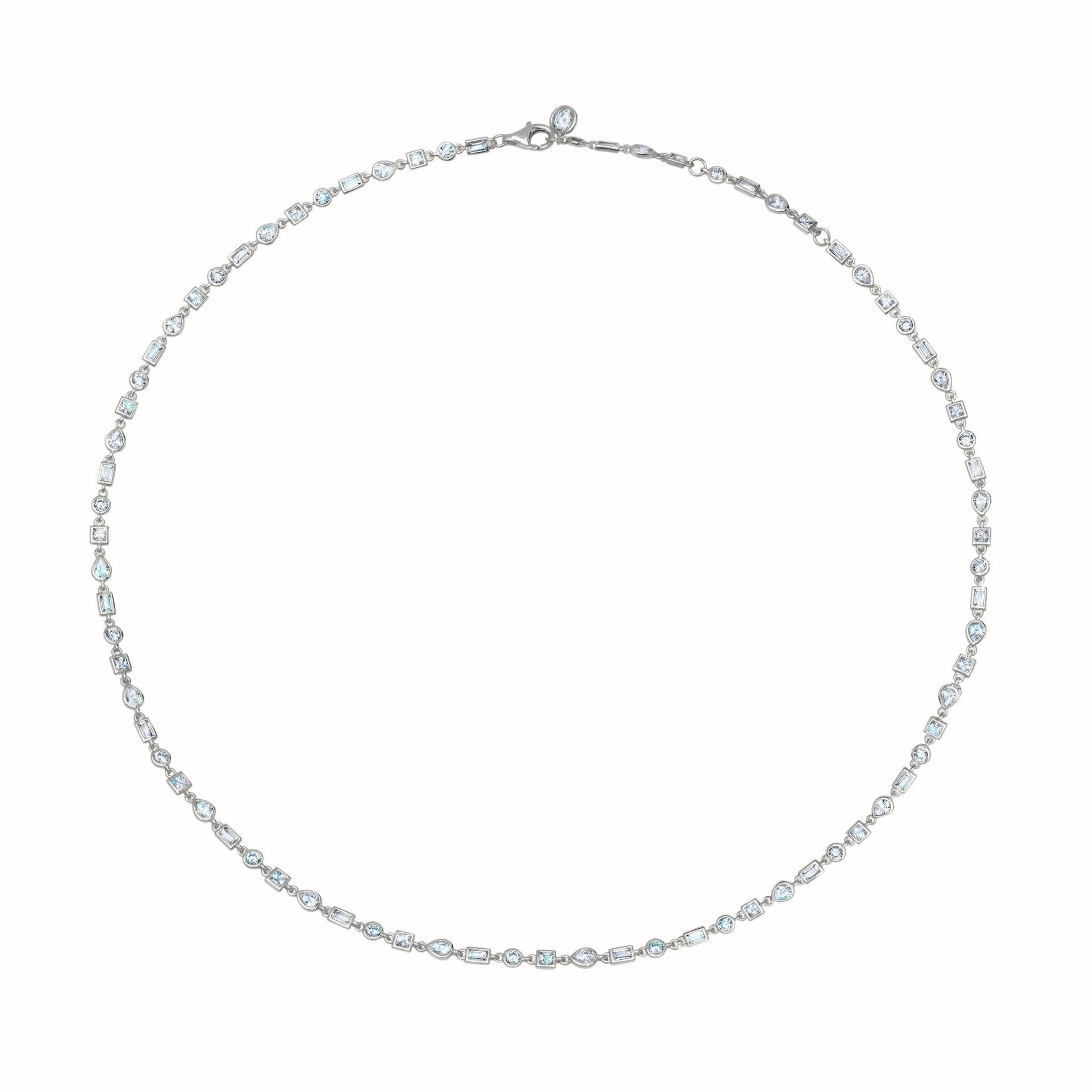 Multi Shaped Bezel Necklace Finished in Platinum