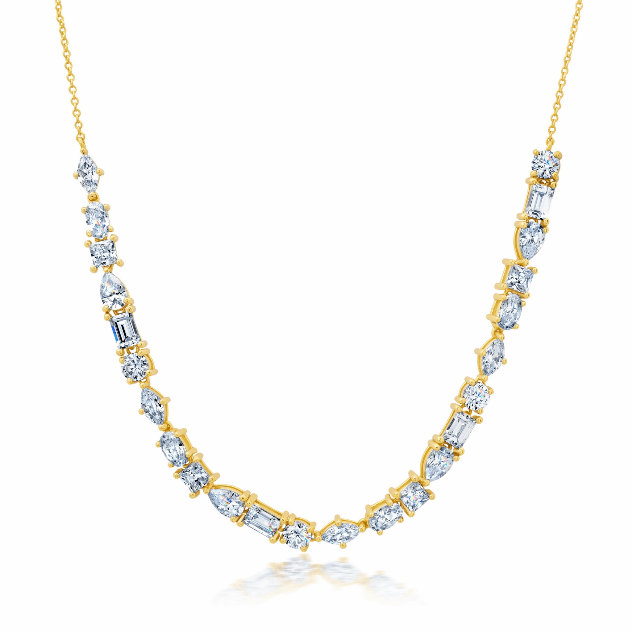 Multi Shaped Necklace Finished in Gold