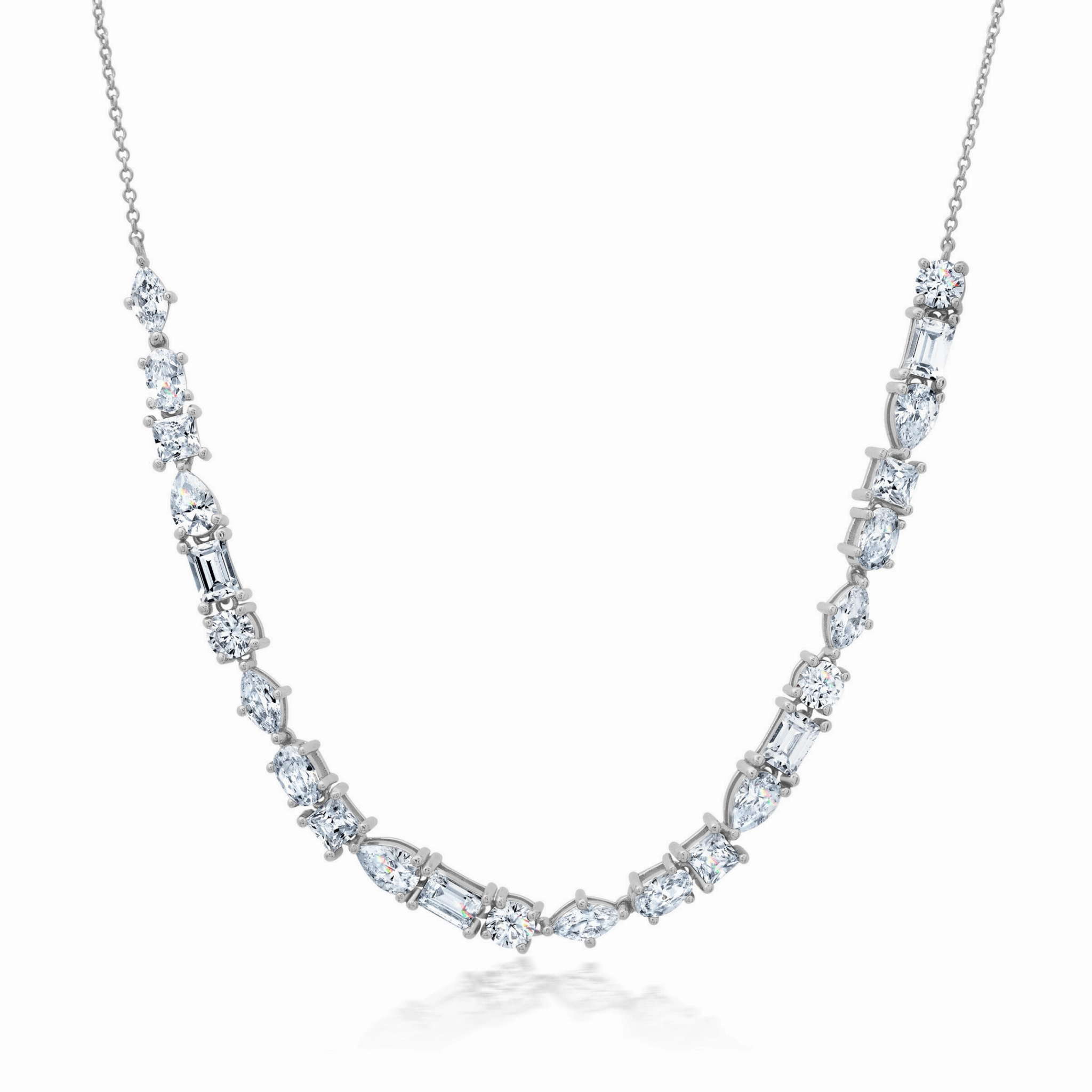 Multi Shaped Necklace Finished in Platinum