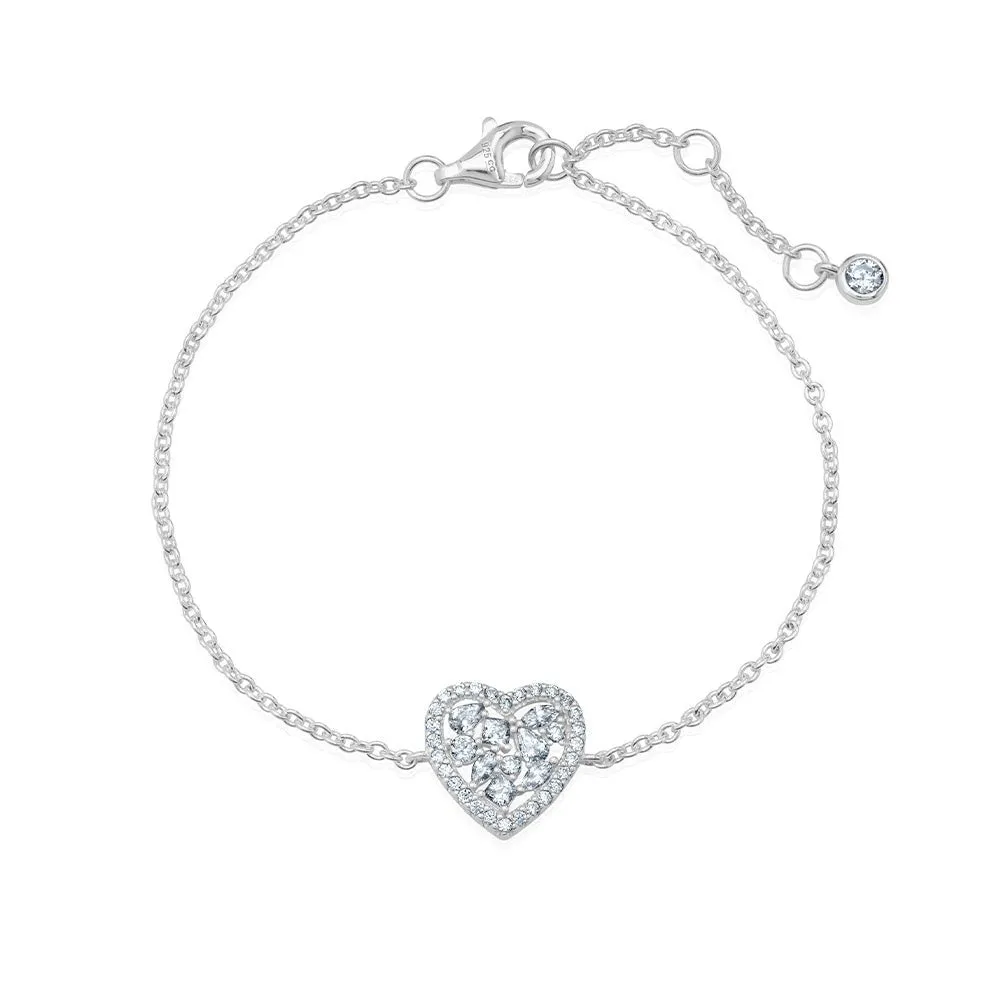 Multicut Heart Bracelet in Platinum