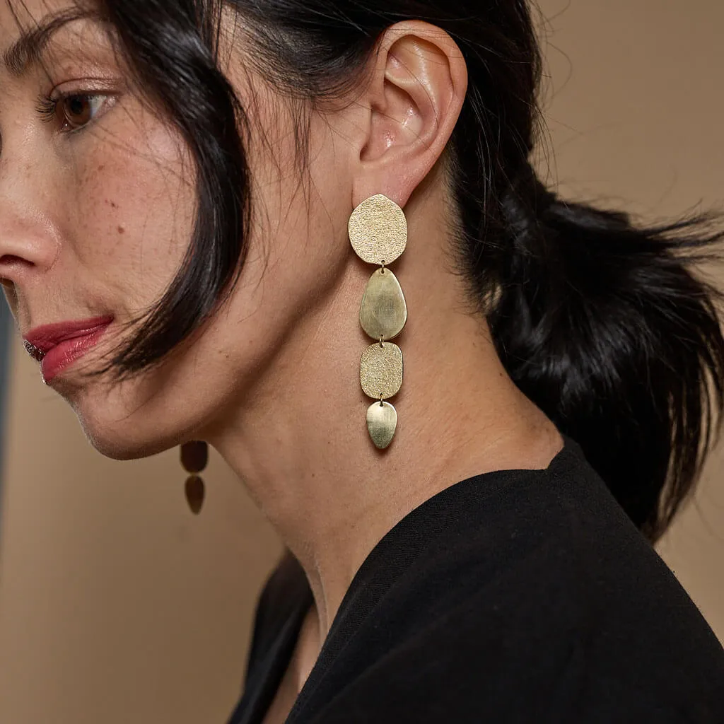 Ochiru Dangle Earrings - Brass