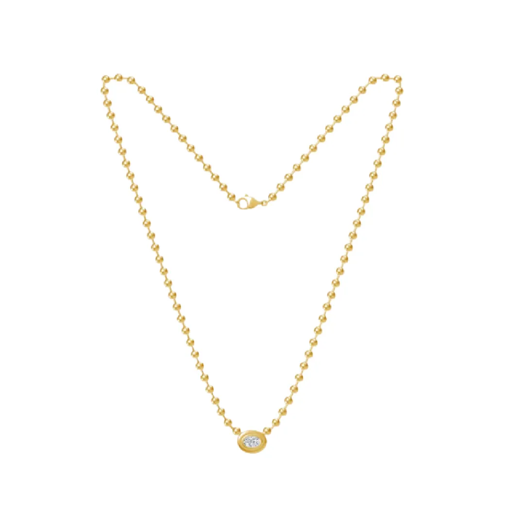 Oval Bezel Ball Chain Necklace
