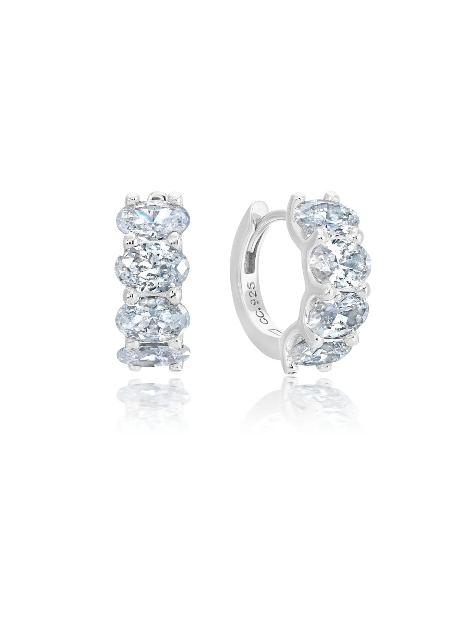 Oval Cut Huggie Hoop Earrings