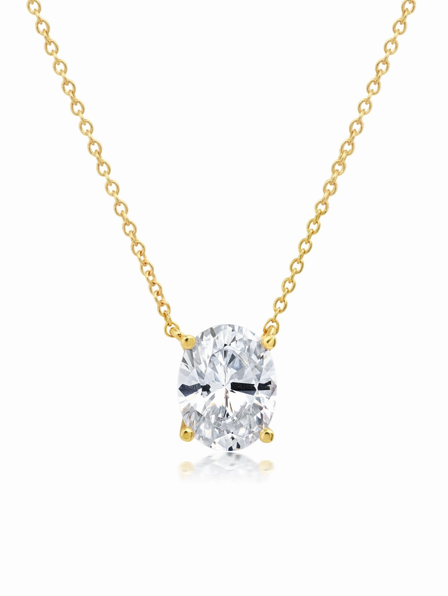 Oval Cut Solitaire Necklace Finished in Gold