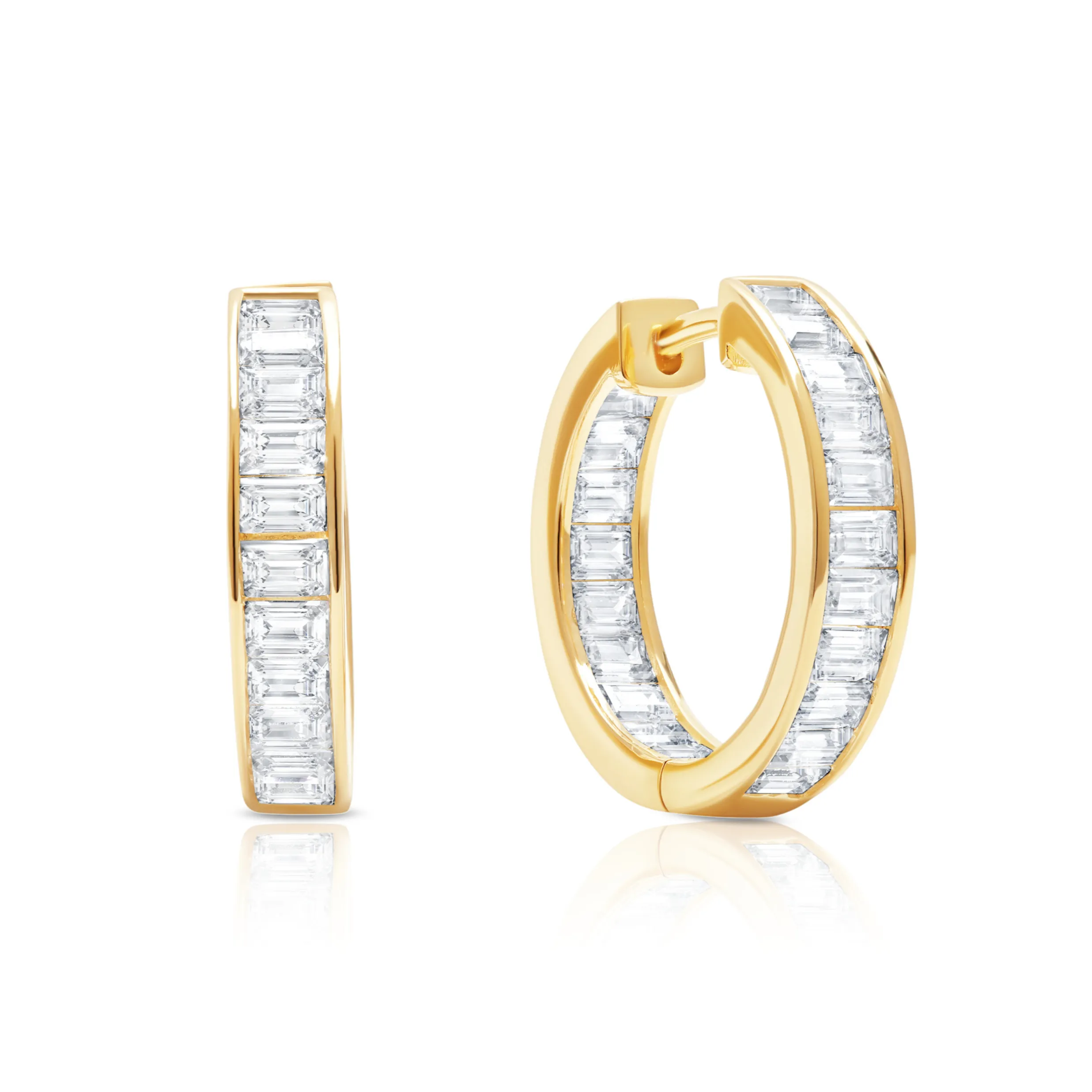 Parallel Baguette Hoops Finished in Gold