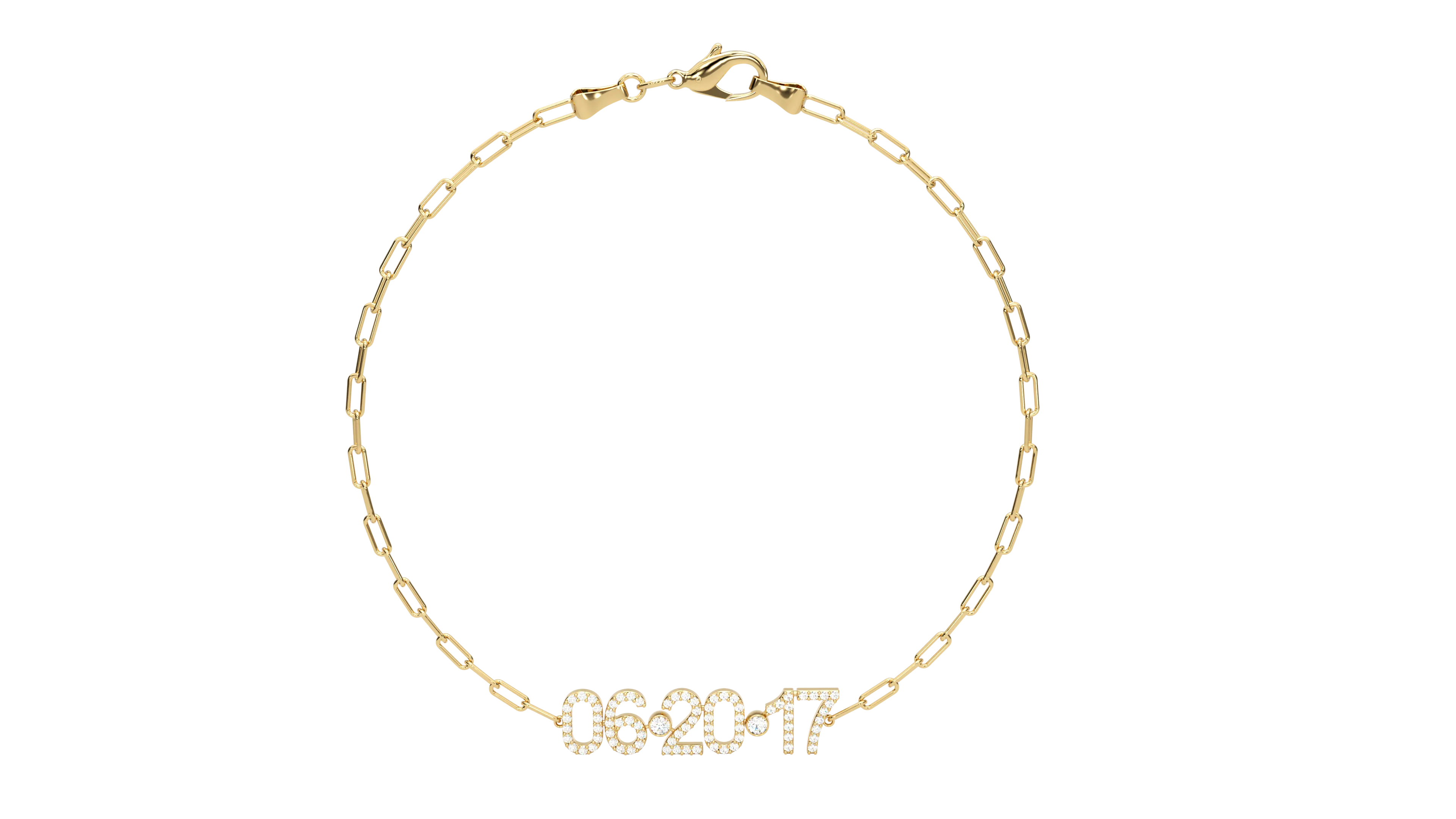 Pave Date On A Link Chain Bracelet