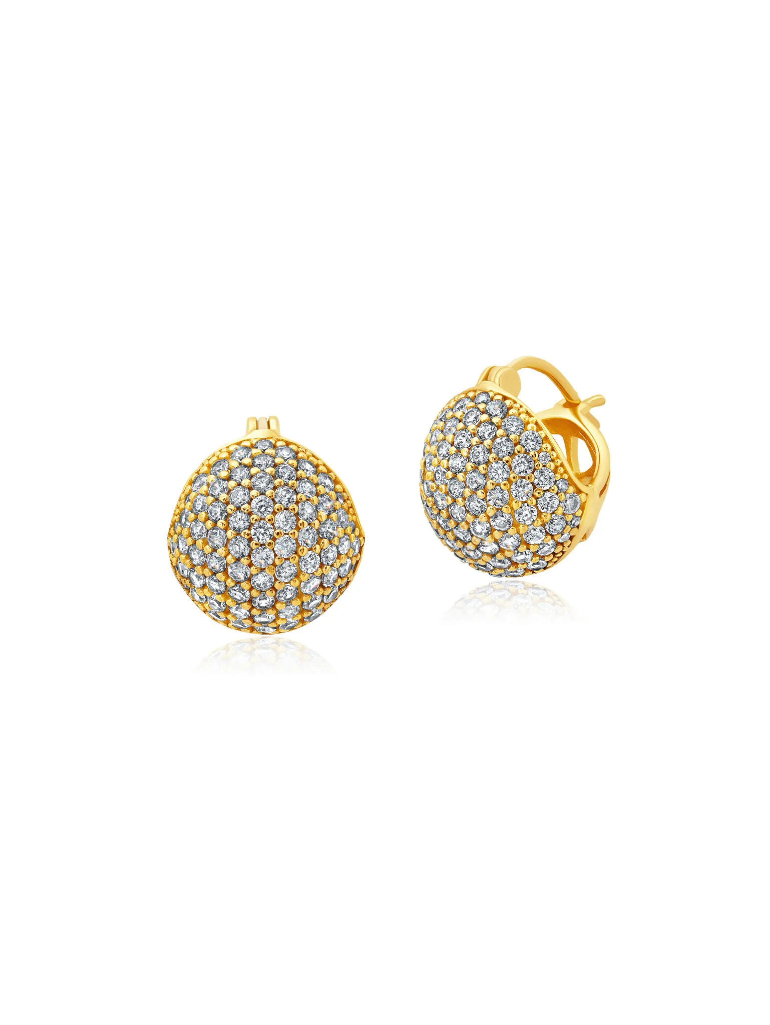 Pave Dome Huggie Earrings in Gold
