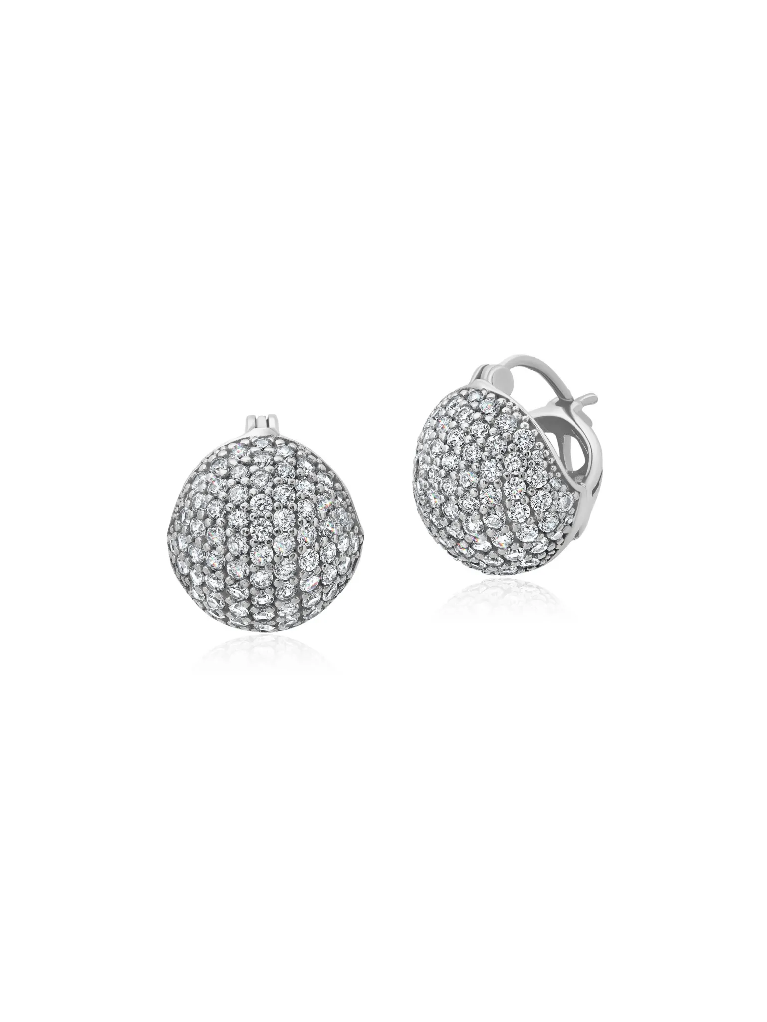 Pave Dome Huggie Earrings in Platinum