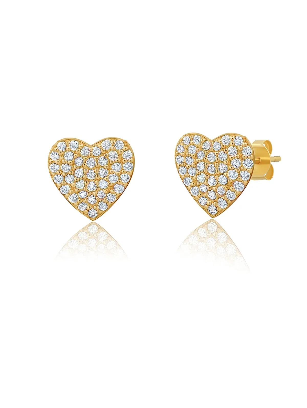 Pave Heart Earrings Finished in Gold