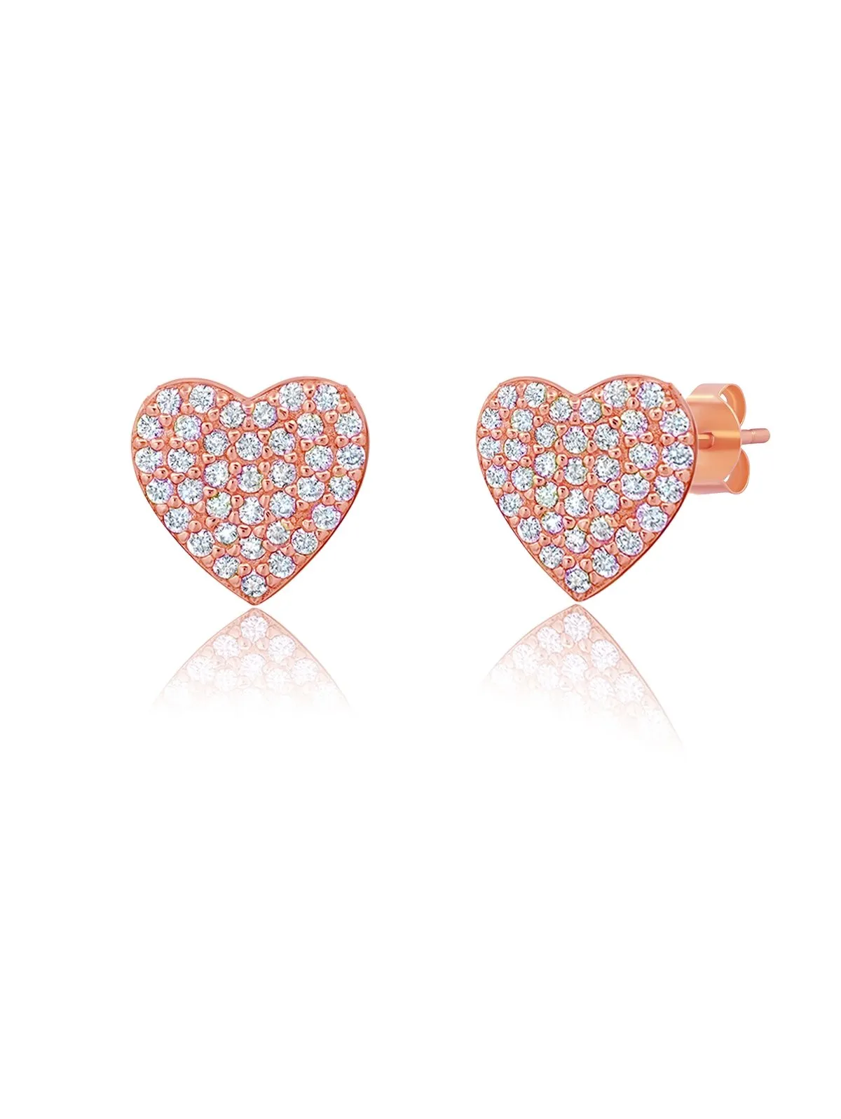 Pave Heart Earrings Finished in Rose Gold