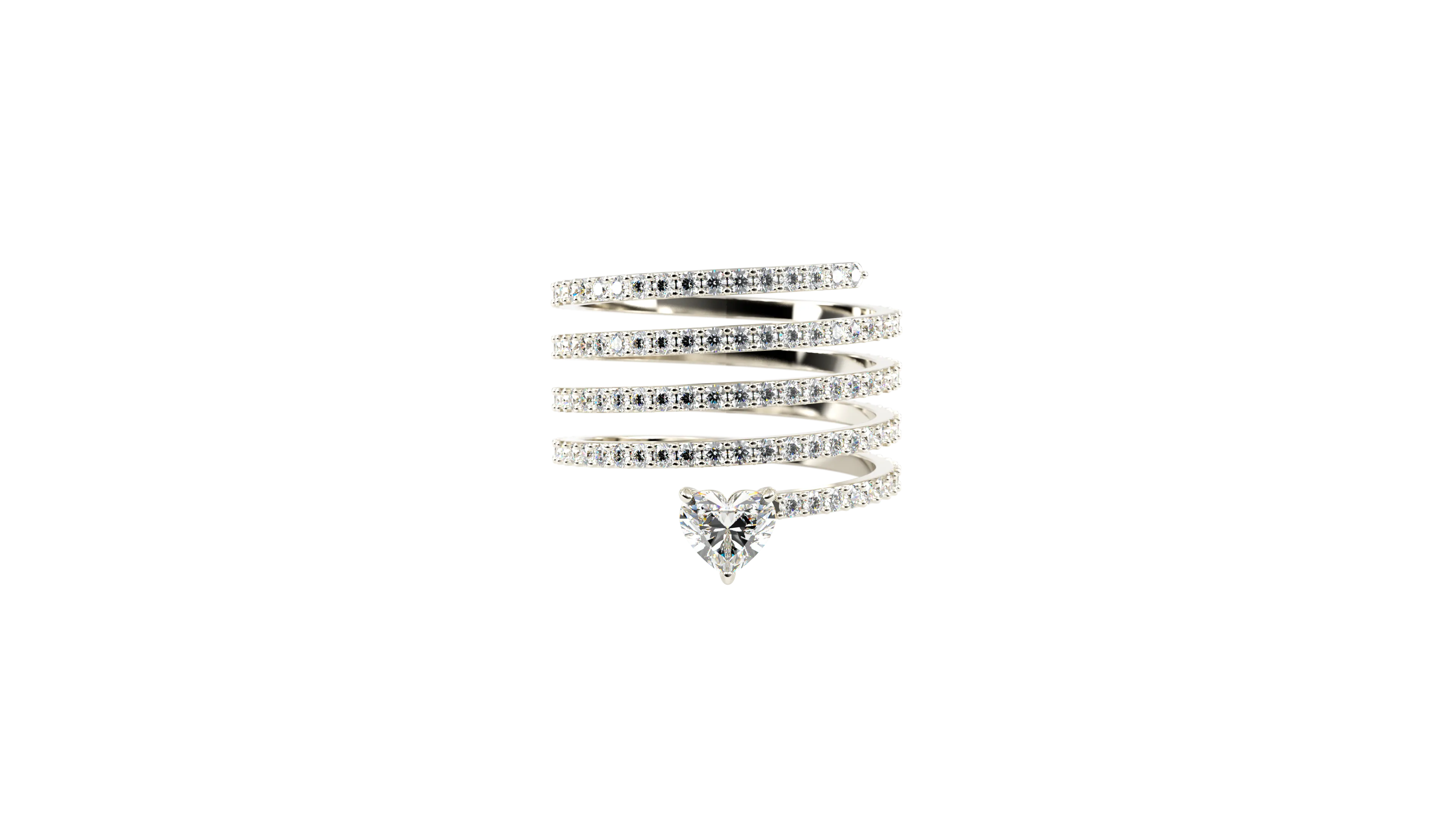 Pave  Heart Spiral Ring