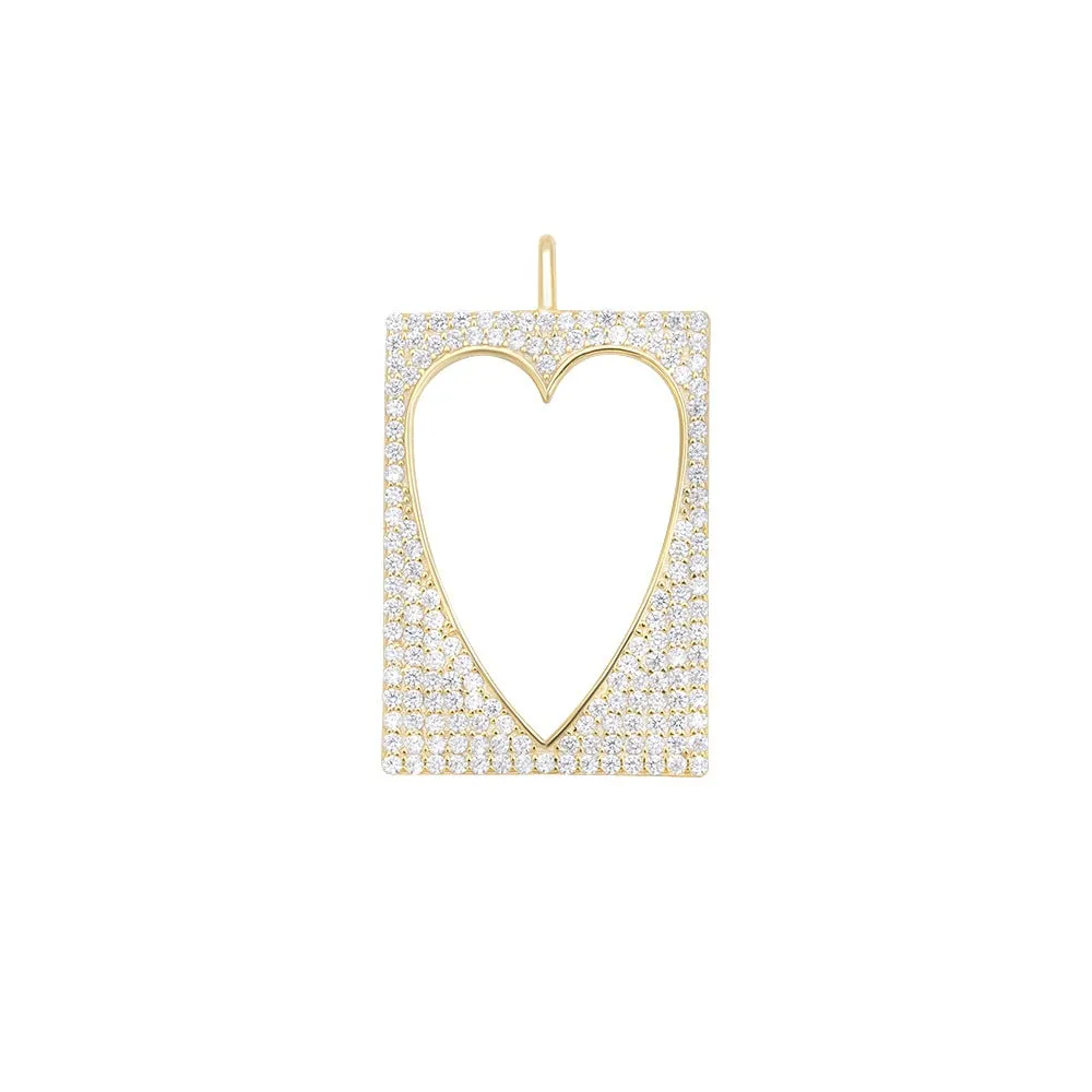 Pave Hollow Heart Charm
