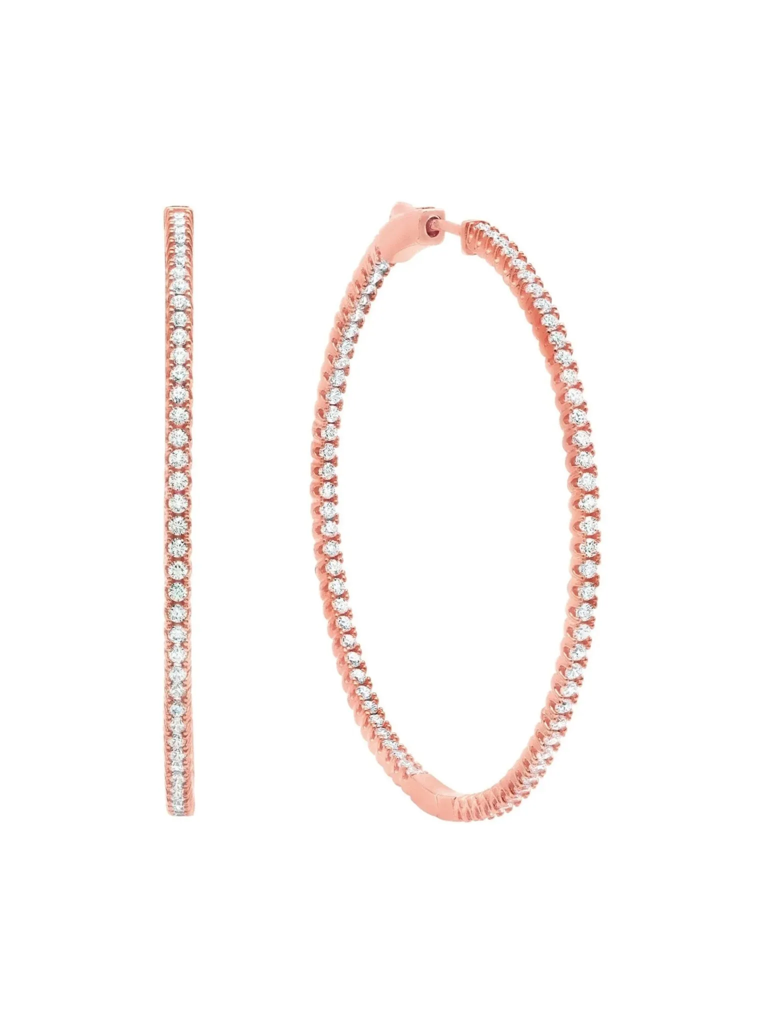 Pave Hoop Earrings Medium Finished in 18kt Rose Gold