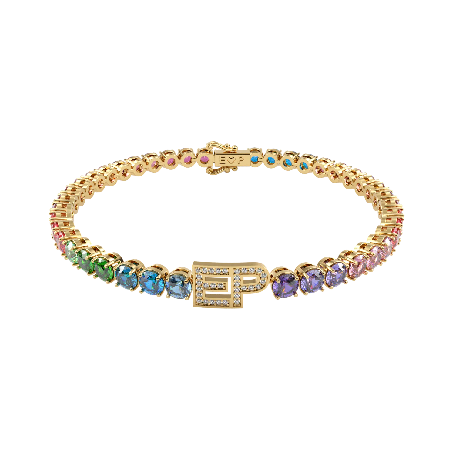 Pave Name On A Rainbow Tennis Bracelet