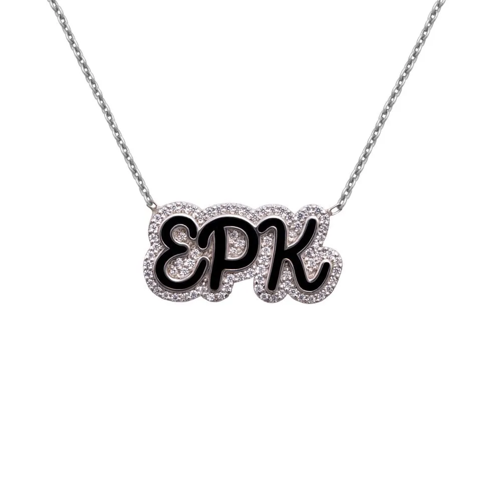 Pave Outline Enamel Necklace