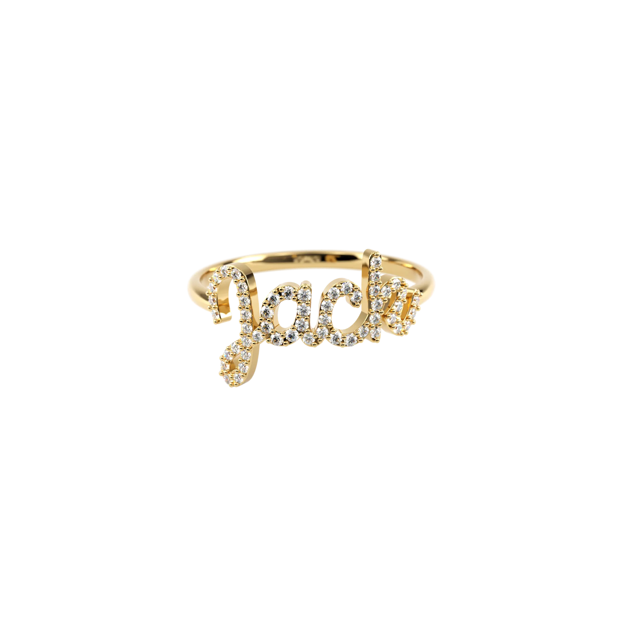 Pave Script Name Ring